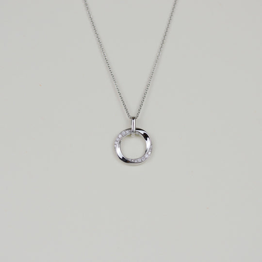 18ct White Gold 0.15ct Diamond Twisting Circle Pendant
