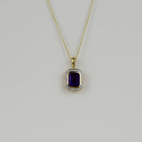 9ct Yellow Gold 2.30ct Amethyst and Diamond Art Deco Pendant