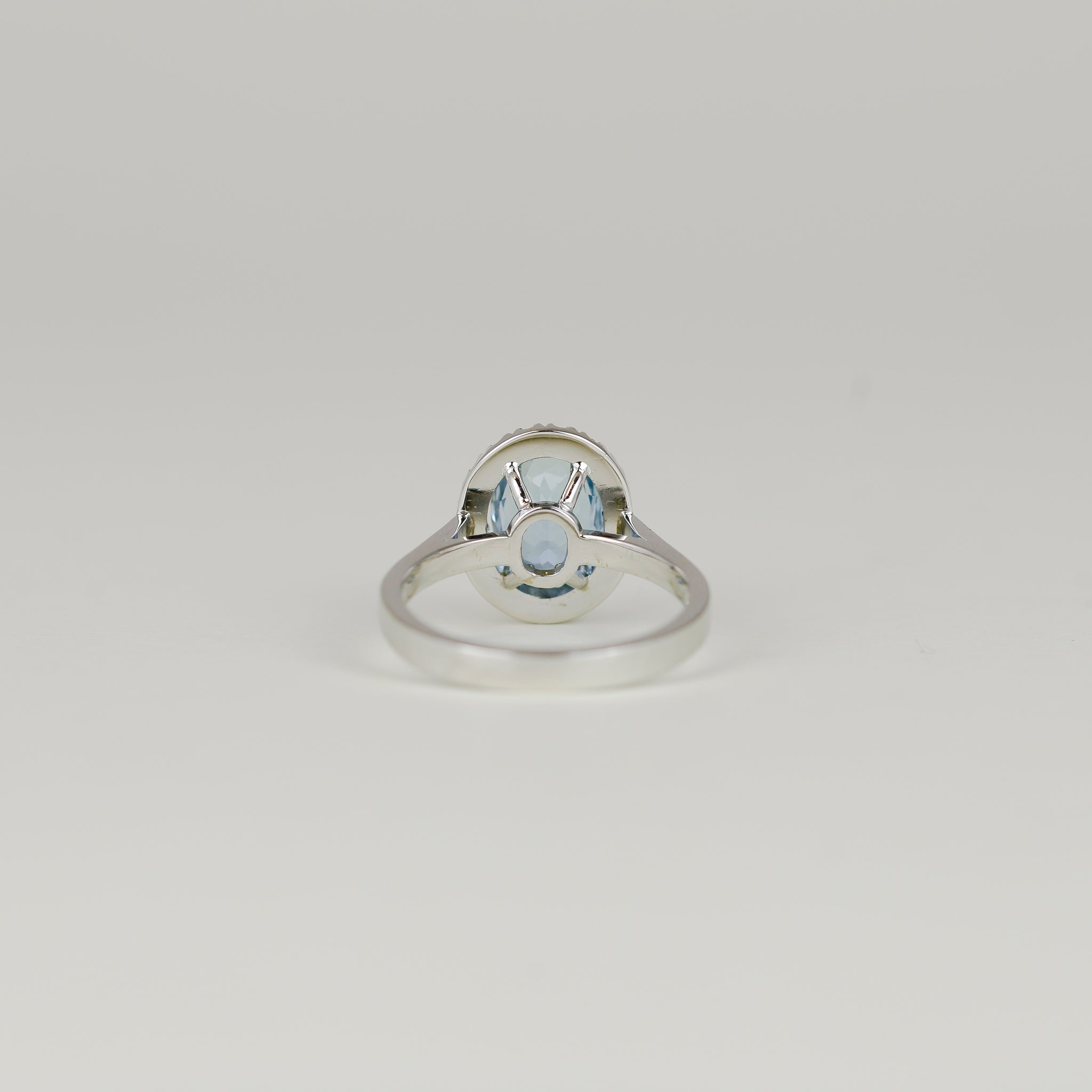 18ct White Gold 2.06ct Aquamarine and Diamond Halo Ring