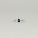 18ct White Gold 0.53ct Oval Sapphire and Diamond Cluster Ring