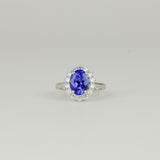 Platinum 3.06ct Tanzanite and Diamond Cluster Ring