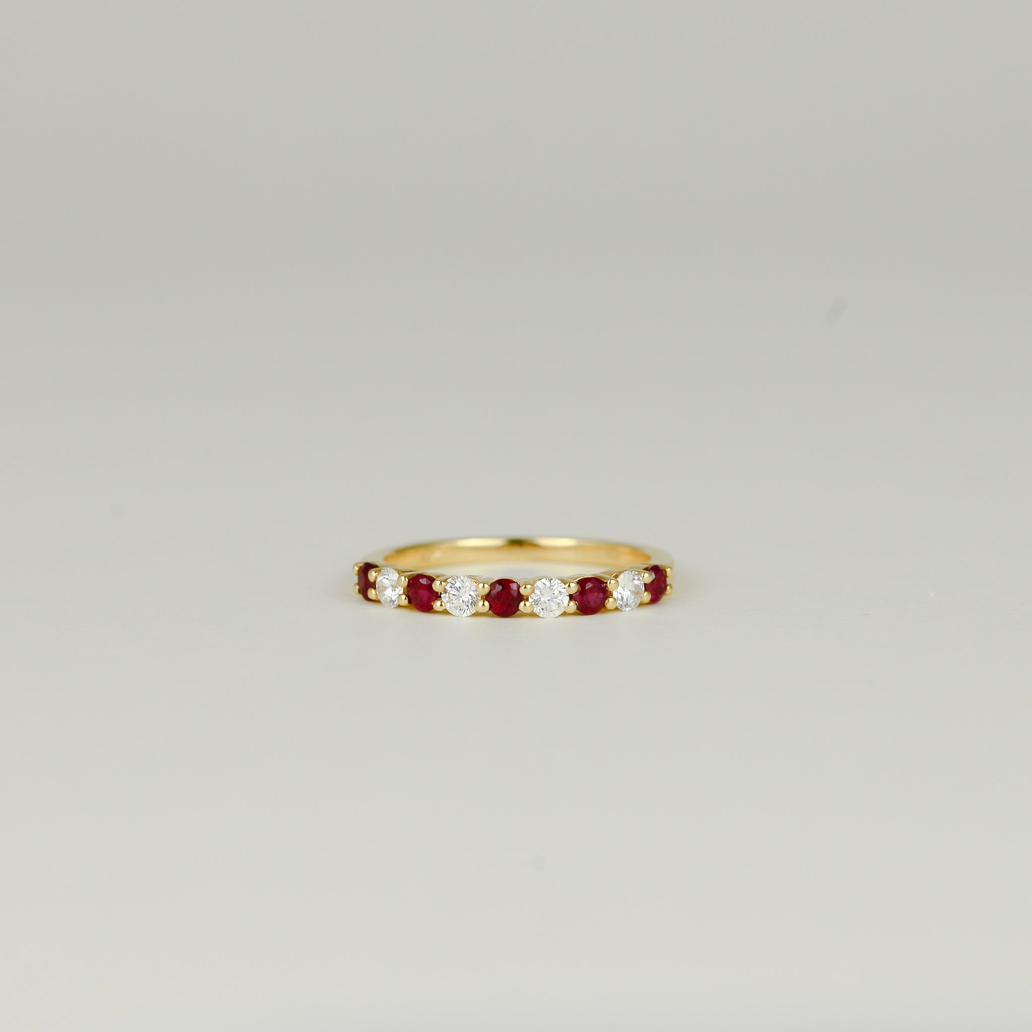 18ct Yellow Gold 0.37ct Round Ruby and Diamond Half Eternity Ring