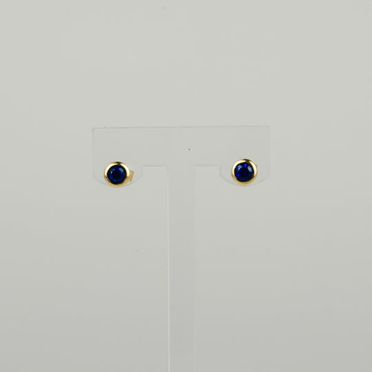 9ct Yellow Gold 0.31ct Round Sapphire Stud Earrings