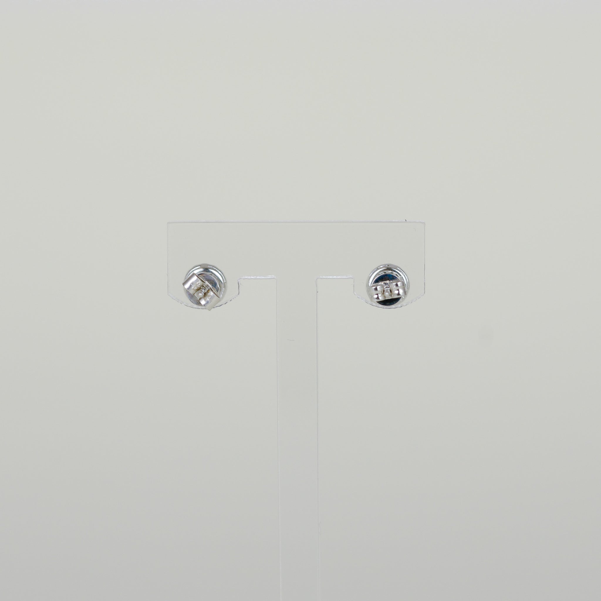 9ct White Gold 0.32ct Round Sapphire and Diamond Cluster Stud Earrings