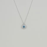 Platinum 0.53ct Round Aquamarine and Diamond Cluster Pendant