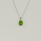 9ct White Gold 3.05ct Oval Peridot Pendant