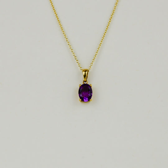 18ct Yellow Gold 1.14ct Oval Amethyst Pendant