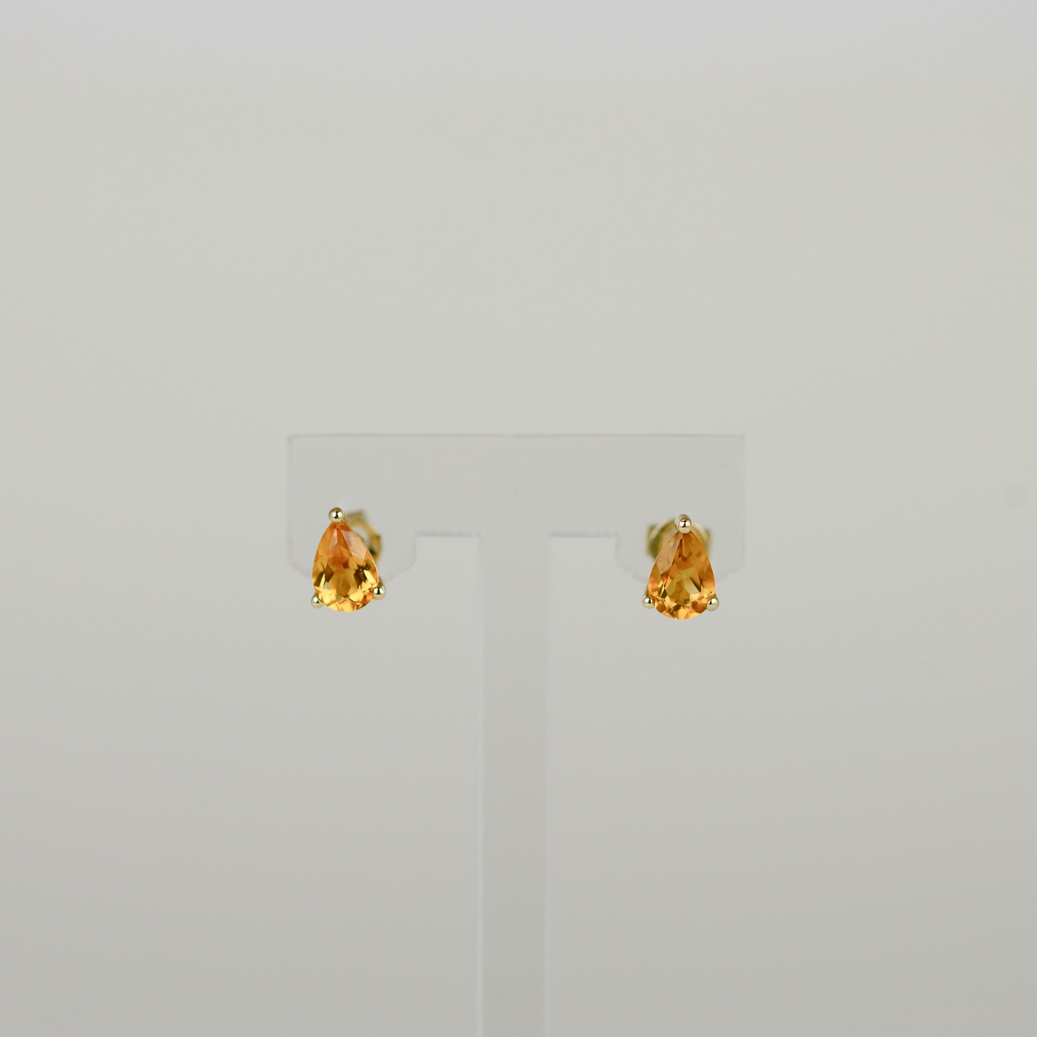 9ct Yellow Gold 1.28ct Pear Cut Citrine Stud Earrings