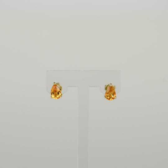 9ct Yellow Gold 1.28ct Pear Cut Citrine Stud Earrings