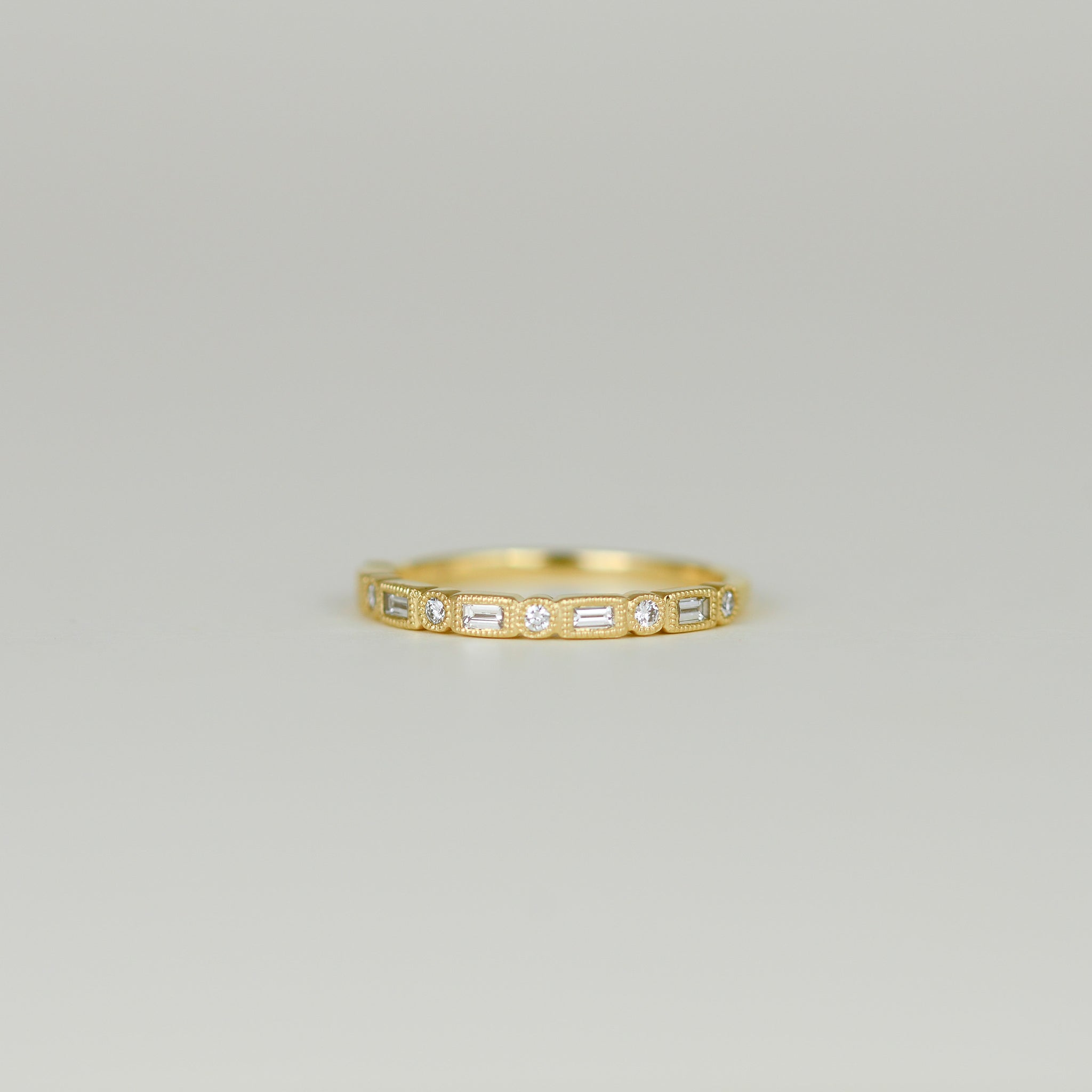 18ct Yellow Gold 0.27ct Baguette and Brilliant Cut Half-Eternity Ring