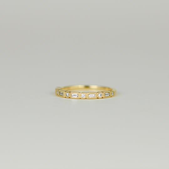 18ct Yellow Gold 0.26ct Baguette and Brilliant Cut Half-Eternity Ring