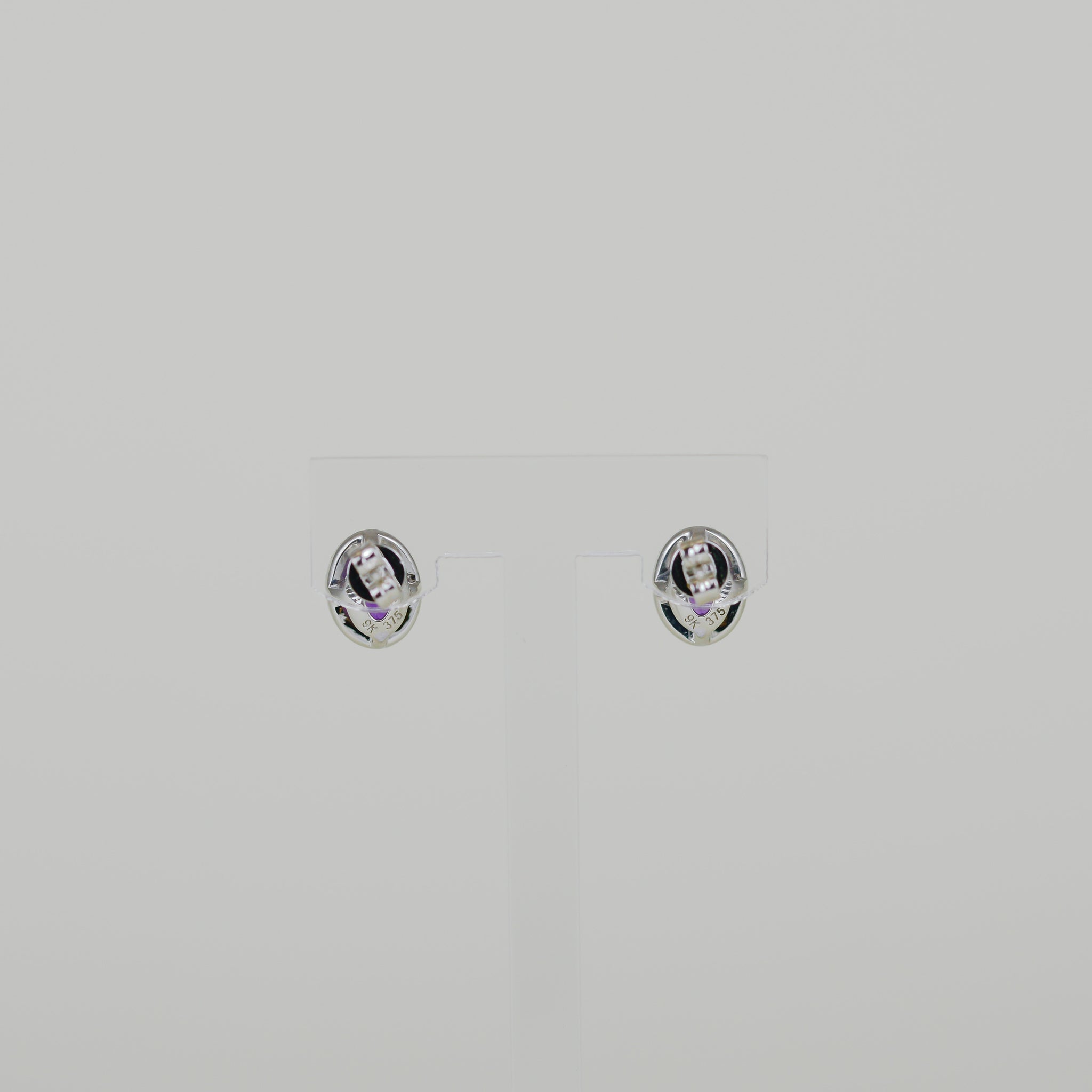 9ct White Gold 1.54ct Oval Amethyst an Diamond Halo Earrings