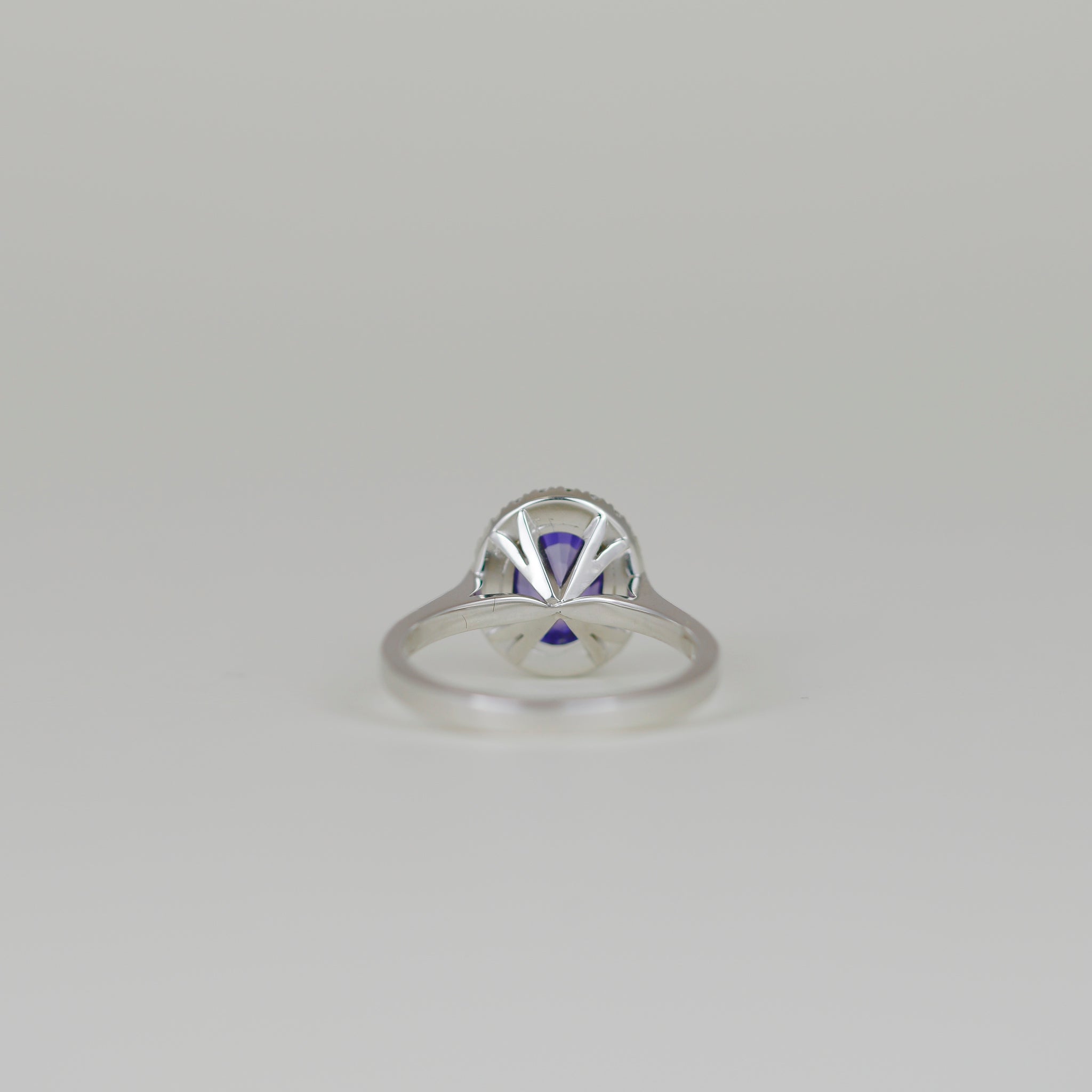 18ct White Gold 2.13ct Violet Sapphire and Diamond Cluster Ring