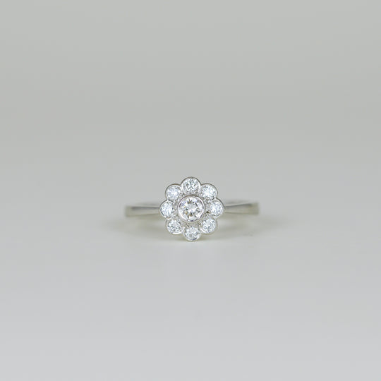 Platinum 0.48ct Round Brilliant Cut Diamond Cluster Ring