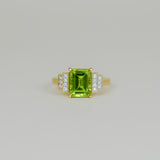 9ct Yellow Gold 2.49ct Peridot and Diamond Art Deco Ring