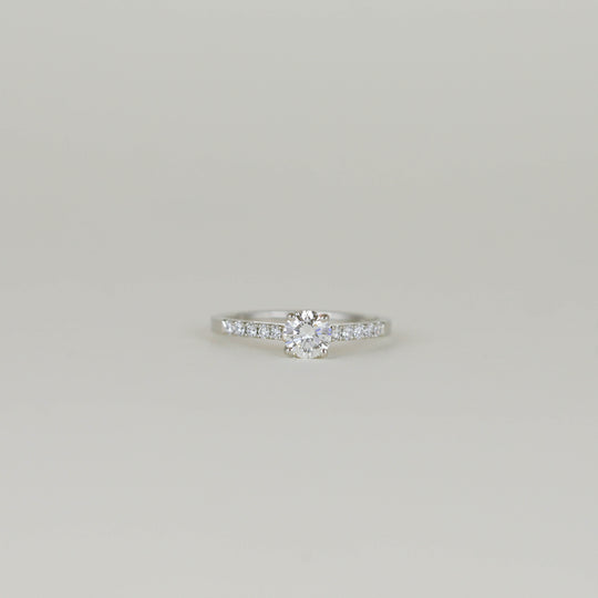 Platinum 0.51ct Diamond Solitaire with Diamond Set Shoulders Ring