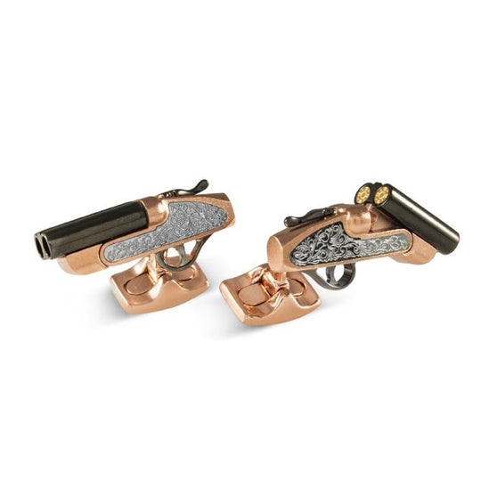 Rose Gold Plating Shotgun Cufflinks by Deakin & Francis