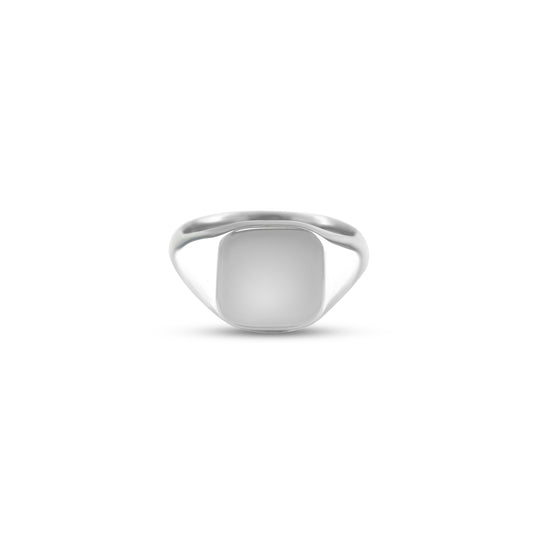 Silver 12 x 11mm Cushion Signet Ring