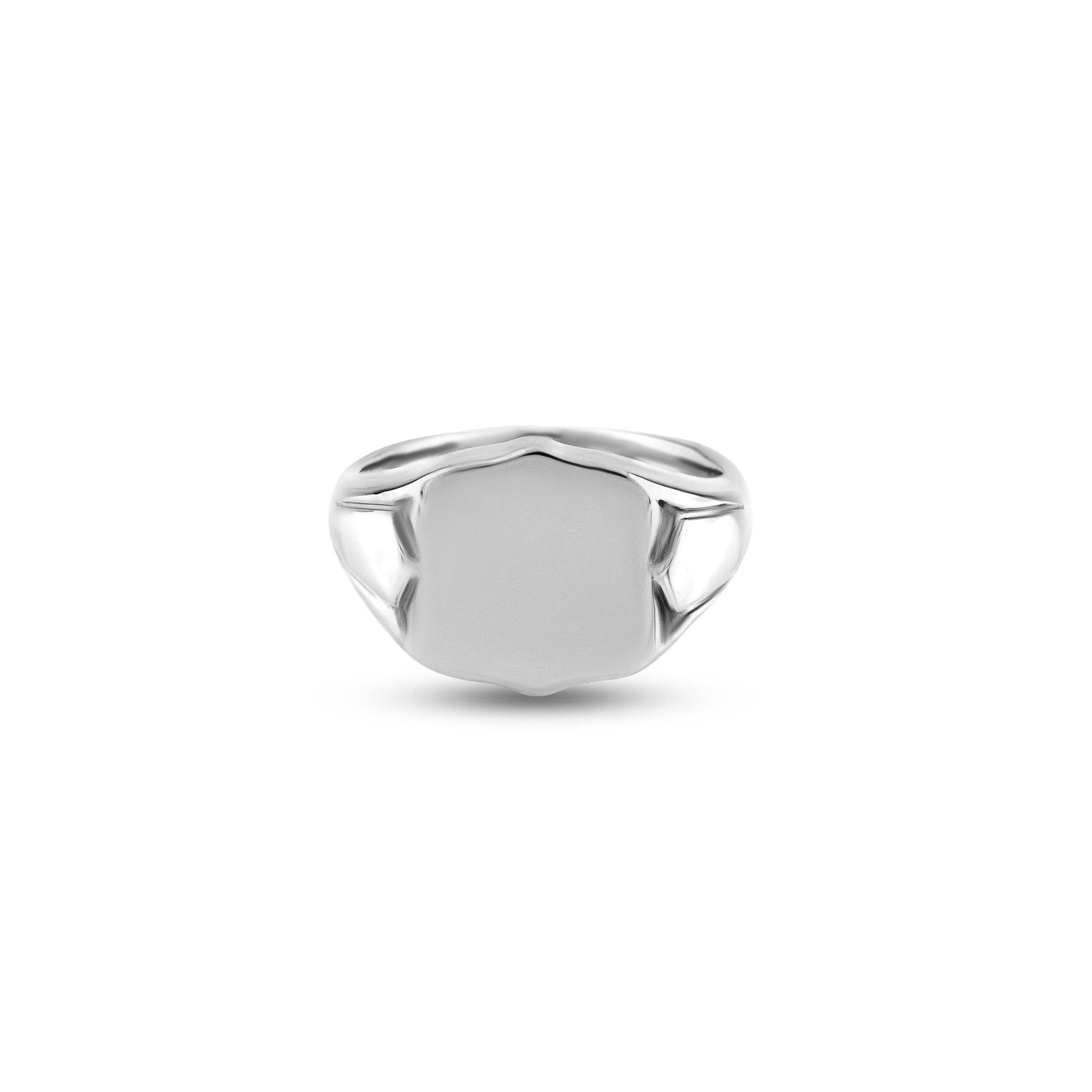 Silver 14 x 12mm Shield Signet Ring