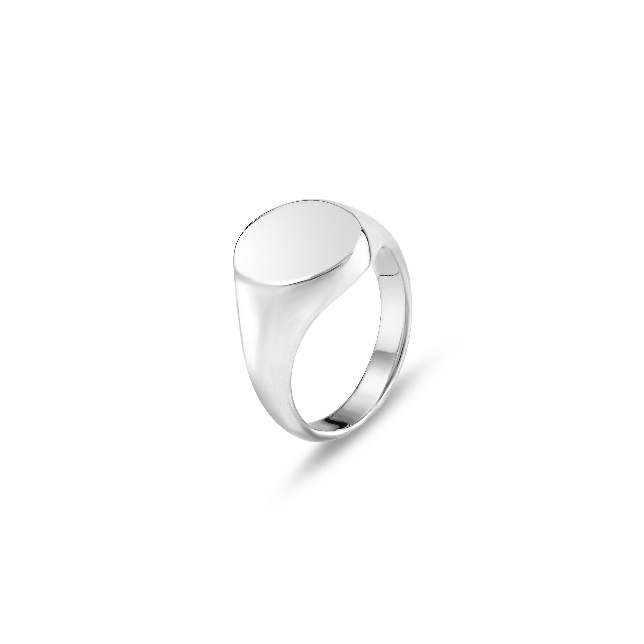 Silver 14 x 12mm Oval Signet Ring