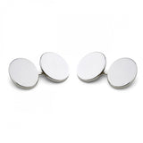 Sterling Silver Plain Oval Linked Cufflinks