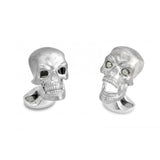 Sterling Silver Skull Cufflinks With Diamond Eyes