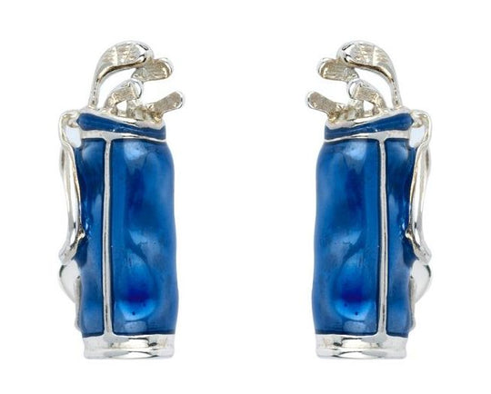 Sterling Silver Blue Golf Bag Cufflinks