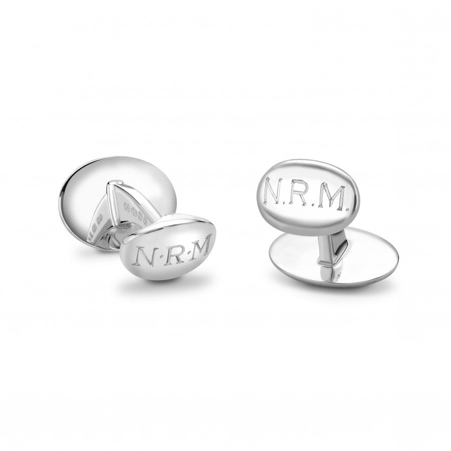Sterling Silver Oval Cufflinks with Grey Mother-of-Pearl
