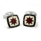 Sterling Silver Fancy Red Star Enamel Cufflinks