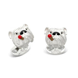 Sterling Silver Bulldog with Cigar Cufflinks by Deakin & Francis