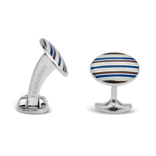 Sterling Silver Red & Navy Enamel Cufflinks by Deakin & Francis
