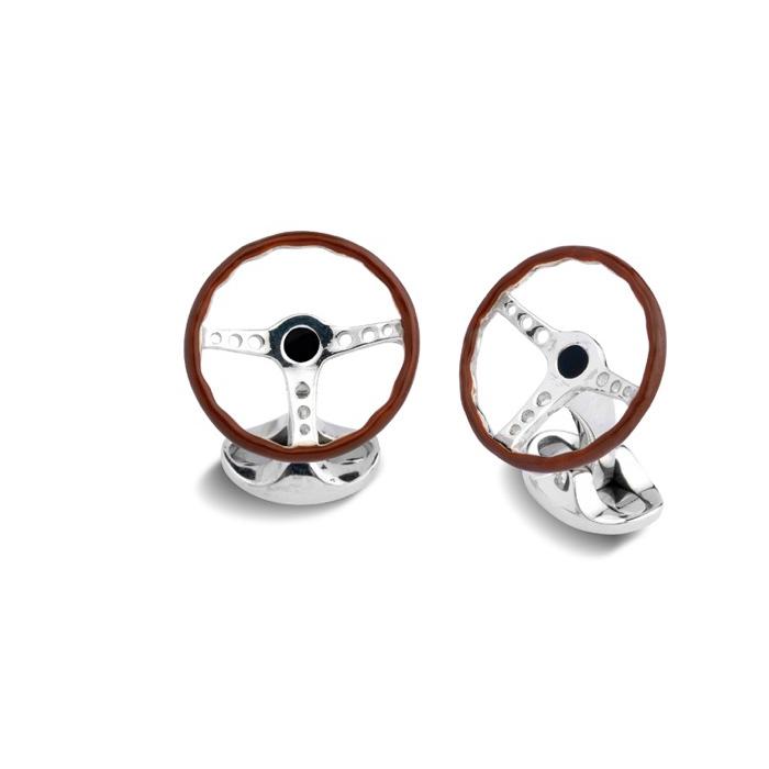 Sterling Silver Steering Wheel Cufflinks by Deakin & Francis