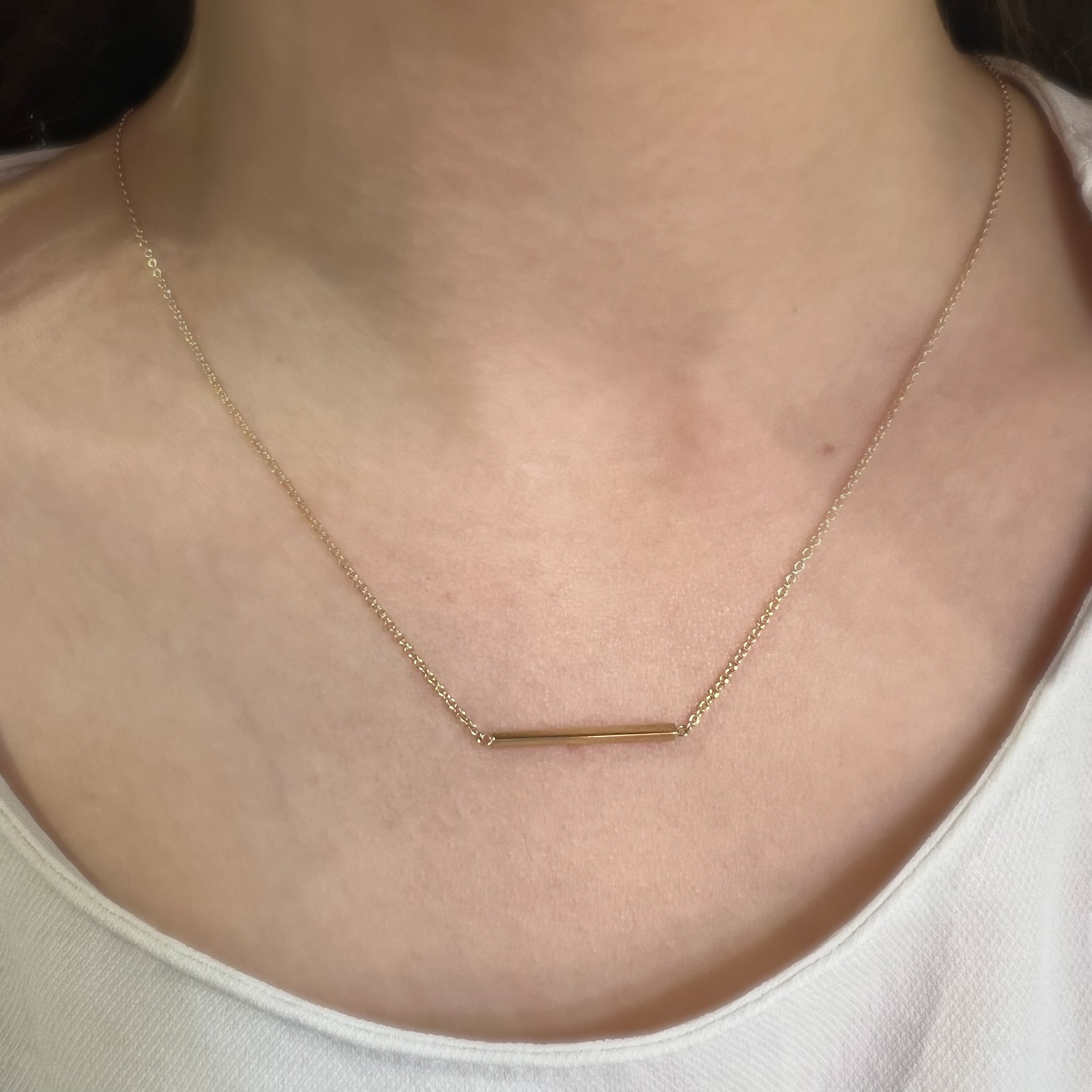 9ct Yellow Gold Square Bar Necklace