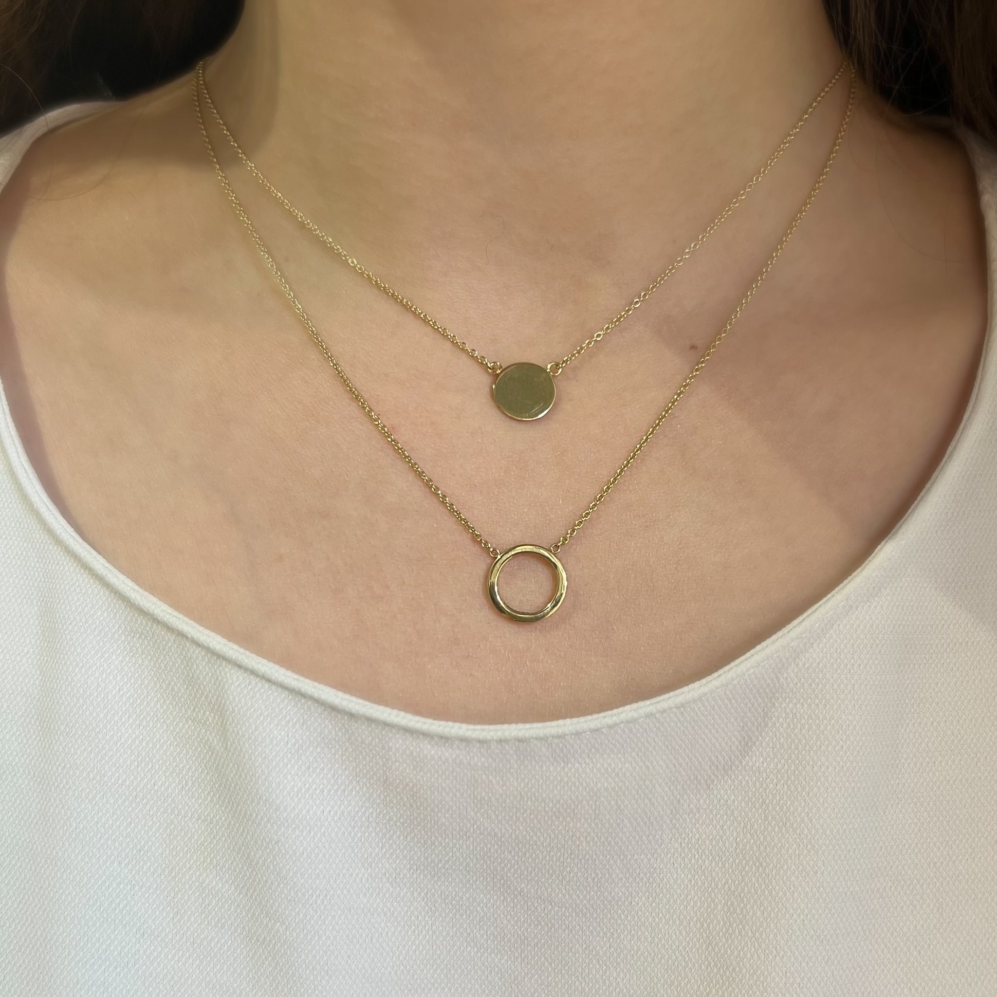 9ct Yellow Gold Circle Disk Necklace