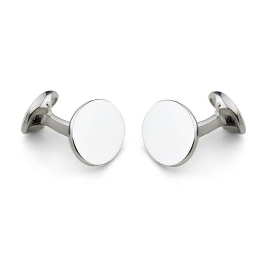 Sterling Silver Plain Oval Cufflinks